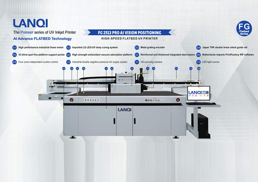 LANQI FG 2513 PRO AI – Flatbed UV Printer